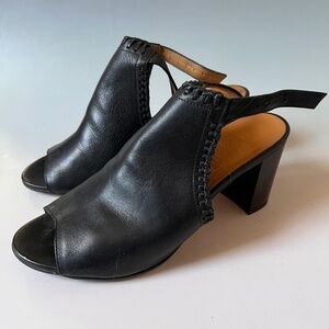 Fabianelli Black Leather Slingback Heels Made in Italy Size 39